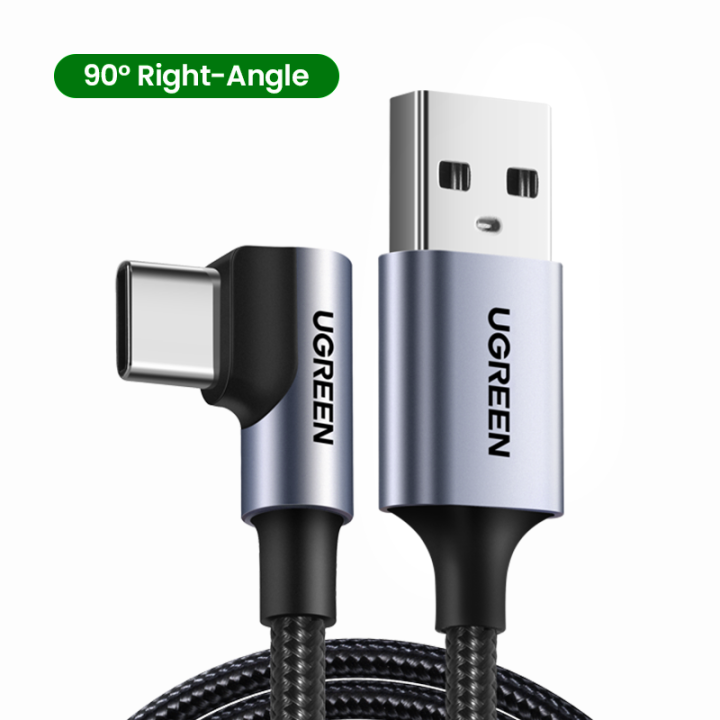 UGREEN Nylon USB C Cable 90 Degree Fast Charger Type C Cable for Xiaomi Redmi Note 12 Convenient for Gaming pubg Cable for Xiaomi 15 Pro Pocophone Redmi Note Huawei Nova 13 P50 Samsung S25 S24