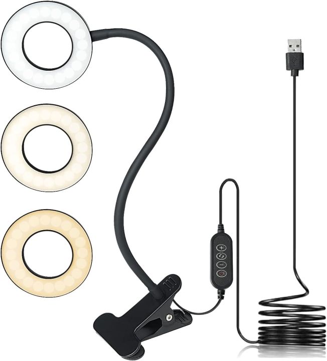 Clamp Light LED Reading Lamp Bed Flexible 360° Gooseneck Clamp Lamp Dimmable with 3 Modes and 10 Brightness Levels for Bed Headboard, Bedroom, Office, Black B R279 LIIGHT