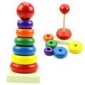 Educational Rainbow Wooden Stacking  Ring Tower Game For Montessori Kids. 