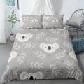 Koala Duvet Cover Set Cartoon Leaves Baby Bear Australian Wildlife Themed Bedding Set for Kids Boys Queen Size Comforter Cover. 