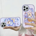 AMORVOR for Samsung A04 Back Cover (With Free Holder) Space Girl Soft Wavy Phone Case Camera Protection Transparent TPU Soft Cover. 