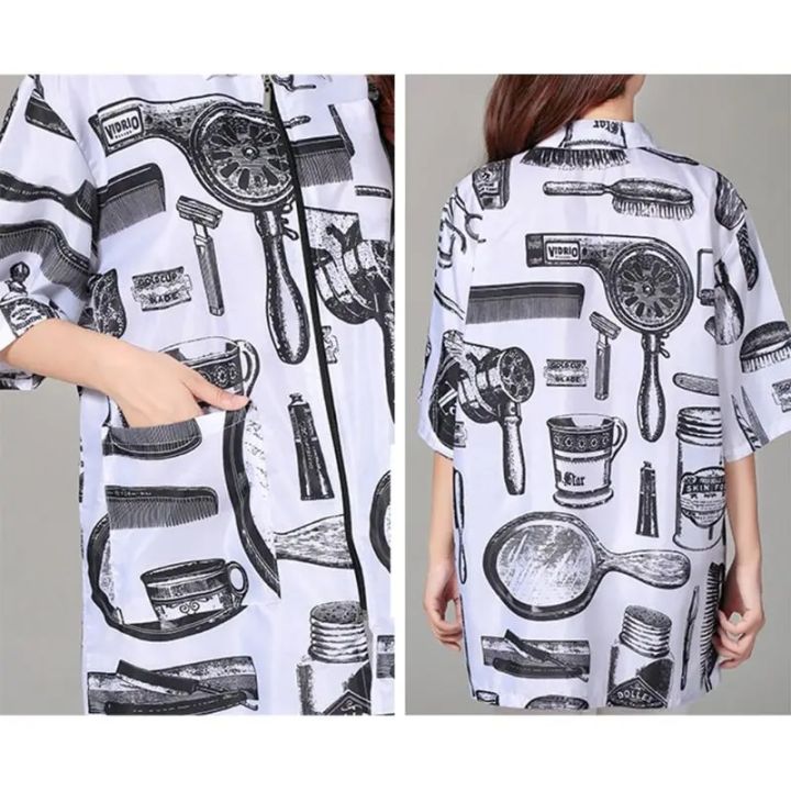 【Happy childhood memories】(Please tell me the color))Retro Hairdressing Overalls Haircut Technician Clothes Hot Dyed Hair Stylist Large Work Costume
