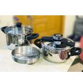 ORIGINAL GERMANY LOT 3 IN 1 ROYAL KING PRESSURE COOKER TOP QUALITY ( 6 & 4 LITERS ). 