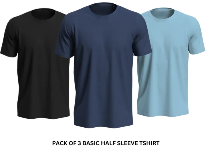 Pack%20Of%203%20Primium%20Half%20Sleeves%20T%20Shirts%20Round%20Neck%20Plain%20colors%20For%20Mens%20&%20Boys%20-%20Image%205
