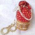 Traditional Hand potli fancy embroidered clutch bag for wedding best gift for women  gol bag. 