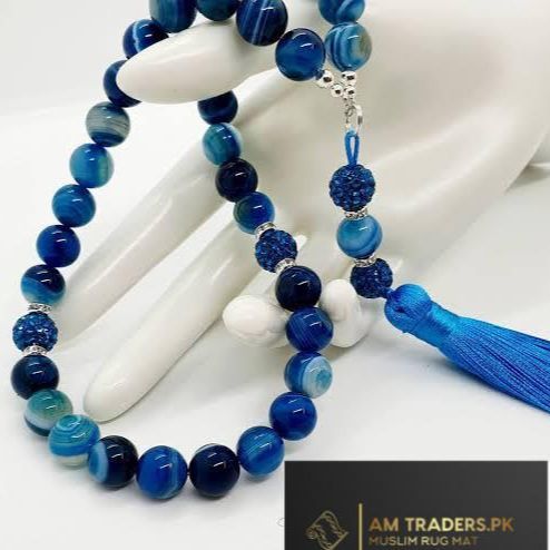 Blue Aqeeq Prayer 33 Beads 10mm  Tasbeeh | Zikr Tasbeeh | Prayer Beads