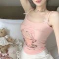 Girls' Summer Y2K Wear Slim Short Sleeved T-shirt Camisole And Cute Young Girl Clothing Sweetheart Tea Cup Rabbit Short Top. 