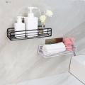 Storage Rack with Removable Shelf Stylish Durable Floating Shelves for Bathroom Bedroom Kitchen Easy to Install Clean Black Metal Frame Perfect Storage Solution Rust-proof Bathroom Storage Boxes. 