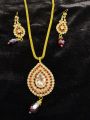 One Carat Gold Royal Necklace Set Maroon  Artificial Gold Crystal Stone Necklace Chain Set With Earrings Necklace Set with Wire Hook Earrings. 