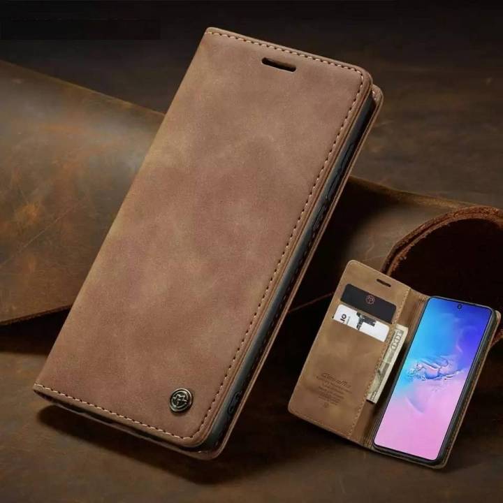 CaseMe Retro Leather Case for Samsung Galaxy A51 Book Style Flip Wallet Magnetic Cover Card Slots Case for Samsung A51