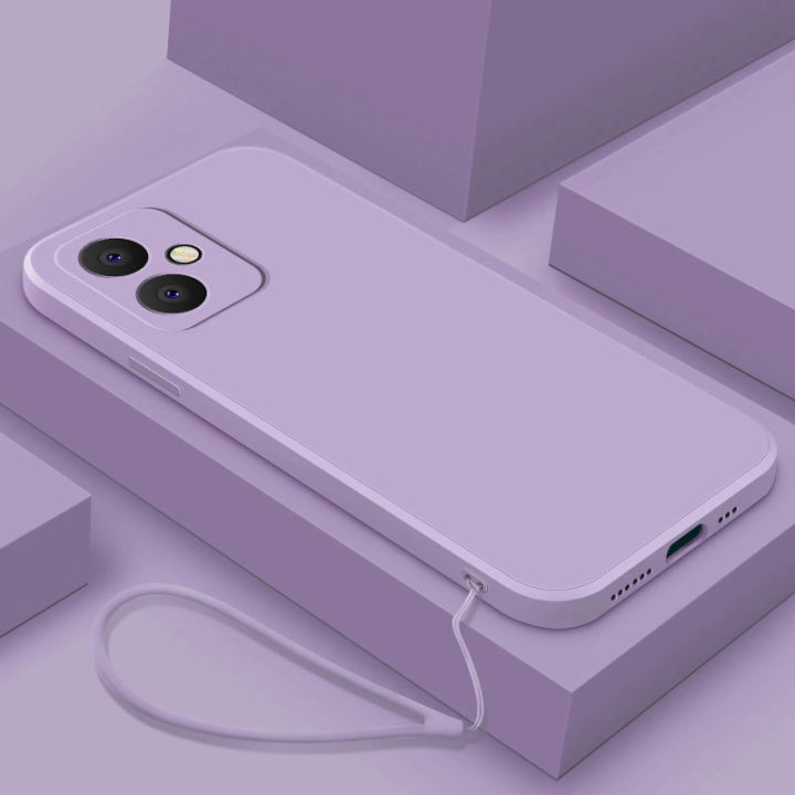 VIVO Y27 4G Y27 5G Liquid Silicone Straight Edge Phone Casing Candy Color Silicone TPU Back Cover