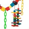 UK Bird Toys Pure Natural Colorful Wood Parrot Toys, Soft hanging & Rainbow Bridge for macao grey raw budgie  love birds fishers  Chew Hanging Ladder Stand Budgie Cockatiel Cage Bird. 