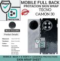 Tecno Camon 30 BACK 360 premium Protection Skin Wrap full cover Premium Quality paper skin wrap sheet for tecno Camon 30. 