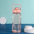 High Quality Transparent Water Bottle 2000 ML with Time Marks Motivational markings Bounce Cover Time-Period Scale Reminder n Frosted Cup 2 litre Travel bottle for cold water, Outdoor fitness Training, office  and school. 