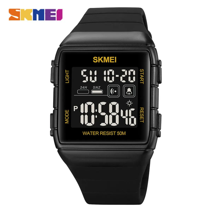 SKMEI Men Watch Fashion 50M Waterproof Date Stopwatch EL Luminous Men Electronic Watch 1960