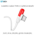Original Capsule Cable 100cm Elbow Flash Quick Charging Type C Line Best for Gaming. 