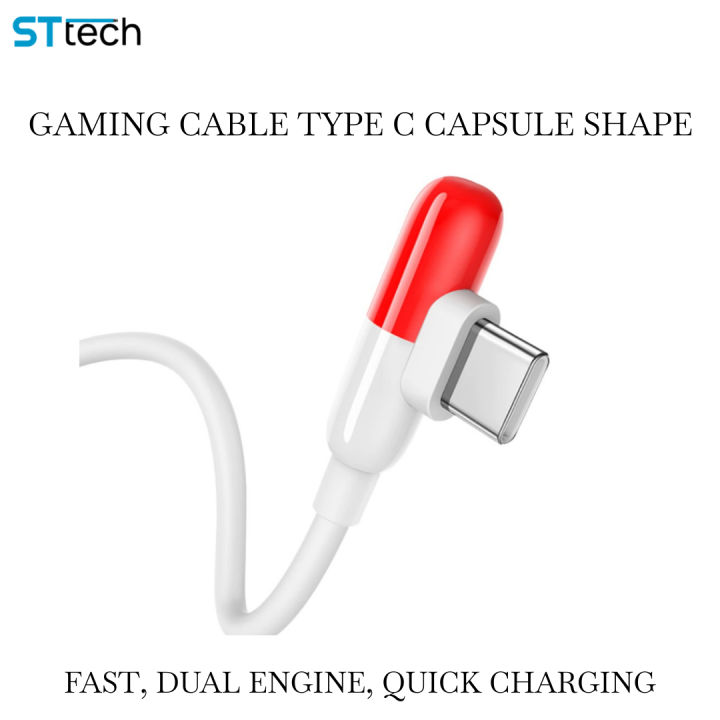 Original Capsule Cable 100cm Elbow Flash Quick Charging Type C Line Best for Gaming