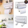 3 In 1 Kitchen Triple Paper Roll Dispenser & Holder For Tissue Paper Roll, Aluminum Foil And Plastic Wrapping Film/Cling Film Triple Paper Dispenser | 3 in 1 Foil Cling Film Tissue Paper Roll Holder for Kitchen with | Kitchen Triple Paper Roll Dispenser &. 
