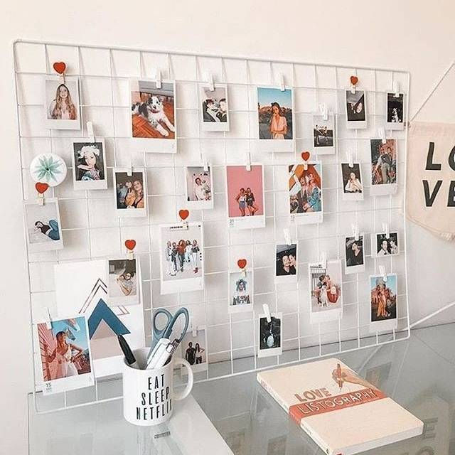 Metal Mesh Grid Panel Photo Wall Decor Art Display | Daraz.pk
