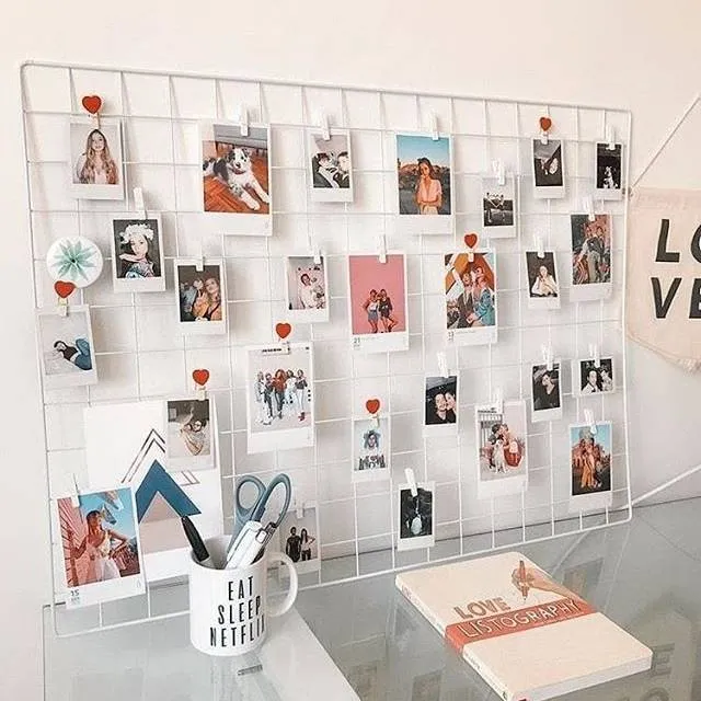 Metal%20Mesh%20Grid%20Panel%20Photo%20Wall%20Decor%20Art%20Display%20-%20Image%203