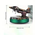 Bushineco Solar Car Fragrance rotarting Fighter Jet - Dark Green, Silver And Gold-. 