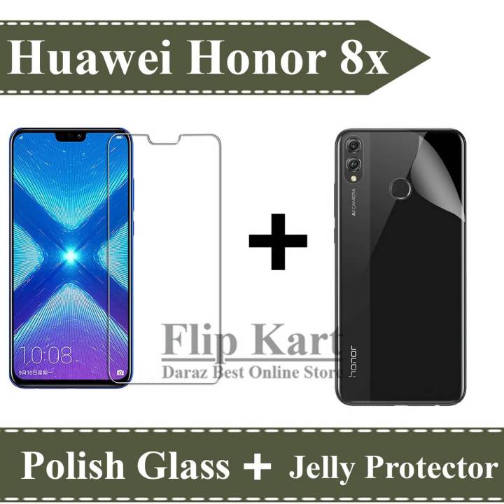 Tempered Polish Glass + Back Jelly Protector For Huawei Honor 8x