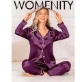 Womenity Hot Sexy Plain Silk Night Dress For Girls Night Suit For Women Silk Night Dress For Girls Silk Sleepwear For Women Silk Night Wear For Women Pjs For Women. 