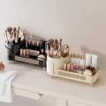 Birdcage 360 Degree Rotating Makeup Brush Holders, with lid clear makeup brush organizer holder caddy,Rotating Dustproof Make Up Brushes Container with Clear Acrylic Cover,for Lipsticks, Bathroom Vanity, Dresser. 