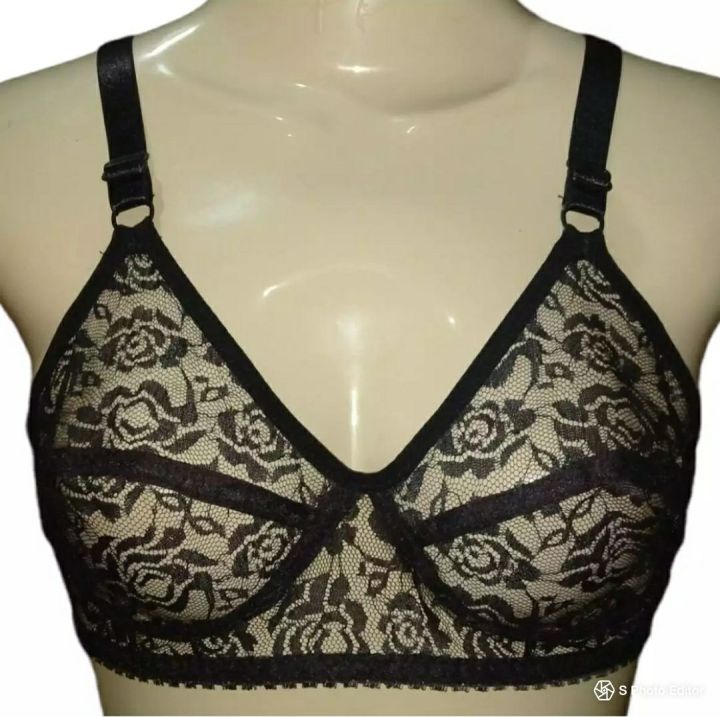 women girls ladies brazzers in embroidery net black color