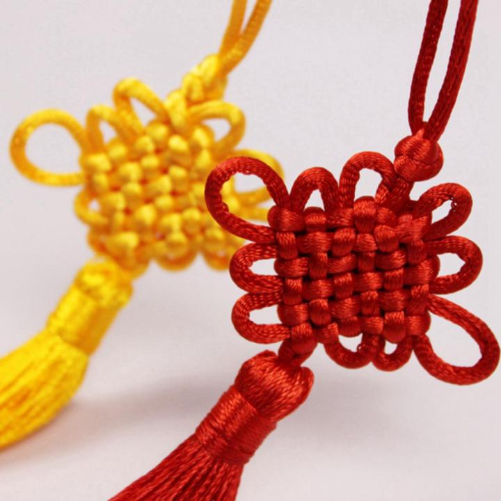 100 Pcs Handmade Yellow Chinese Knots Soft Tassels Holiday Gift for Spring Festival, Special Gift