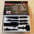 EVERWEALTH 7PCS Gift Box Knife Set Yangjiang Kitchen High quality Stainless Steel Kitchen Knife with black non-stick coating. 