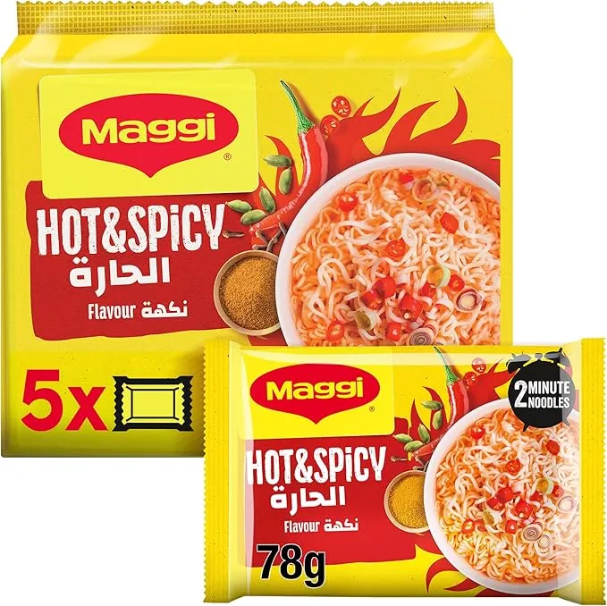 Maggi 2 Minutes Hot & Spicy Noodles 78g (pack of 5) Bundle Offer Hot  Deal Halal
