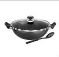 Sonex Non Stick Cooking Wok With Glass Lid - Black Karahi 36 CM. 