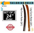 2-Pcs Set Wooden Hip Curve Scale Leg Curve Scale For Cutting T-Shirt Trouser Pajama Pent Cutting Measuring Shape Tailor. 