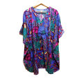 Printed V-Neck Short Drawstring Microfiber Tunic Shirt for Women. 