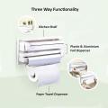 3 In 1 Kitchen Triple Paper Roll Dispenser & Holder For Tissue Paper Roll, Aluminum Foil And Plastic Wrapping Film/Cling Film Triple Paper Dispenser | 3 in 1 Foil Cling Film Tissue Paper Roll Holder for Kitchen with | Kitchen Triple Paper Roll Dispenser &. 