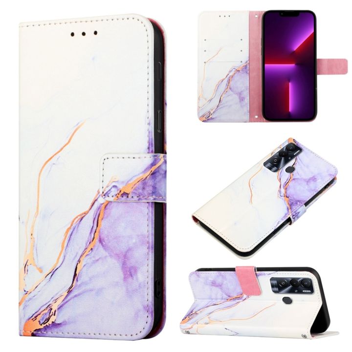 For Tecno Pova Neo PT003 Marble Pattern Flip Leather Phone Case | Daraz.pk