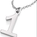 Counting Number 1 Stainless Steel Pendant Necklace with Chain For Men. 