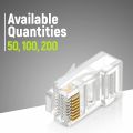 Pack of 2 - RJ45 Cat5e Pass Through Connectors - Easy to Crimp Modular Plug for Solid or Stranded UTP Network Cable  Male Ethernet Connector End. 