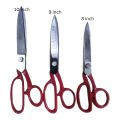 Scissors | Tailor Scissors | Heavy Duty Sewing & Kitchen Scissors | Large Size 8", 9", 10" | Red Handle | Sharp Stainless Steel Blades | Best for Fabric, Craft, and Home Use. 