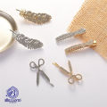 Pack of 3 Diamond Metal Hair Clips Hair Pins Fancy Stylish for Girls Comb Scissor Feather Style Golden and Silver. 