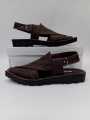 UStylish BrownThreadwork Pattern Thick Peshawari Sandal For Men. 