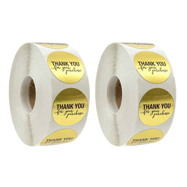 2 Roll 1 Inch Round Gold Foil Thank You For Your Purchase Stickers