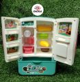 Pretend Play Toy Refrigerator With Colorful Dazzling Lights & Music Intelligent Cool Spray Fridge Kitchen Gift Set With Fruits & Accessories For Kids - 1986. 