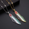 Qifei 18K Gold Stainless Steel Palestine Map Flag Pendant Necklace for Women and Man. 