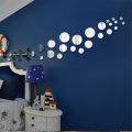 3D circle mirror wall decal living room decoration silver. 