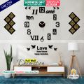 Gift City Presents Special Wooden Wall Clock for Bedroom / 12 Foil Kitchen Tile Stickers / Love these forever happy memories for Home and Offices, DIY Self Adhesive. 