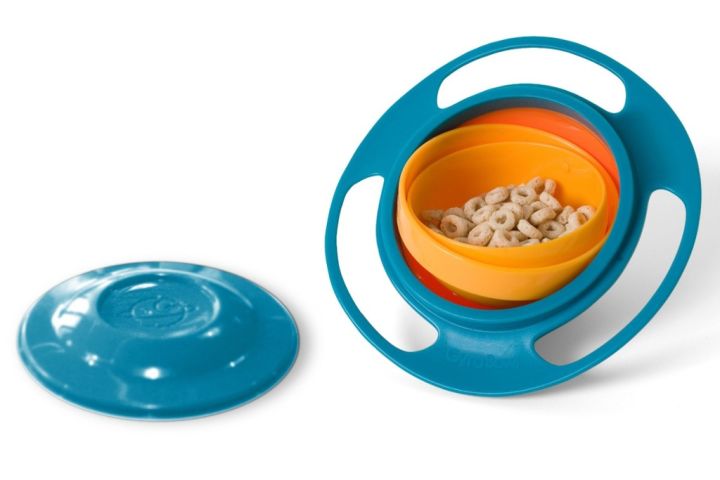 Gyro Bowl 360 Dgree Rotation Spill Resistant Gyroscopic Bowl with Lid ...