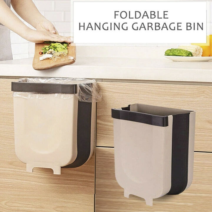 Wall Mounted Foldable Trash Can Bin for Kitchen-Car Garbage and waste storage Collapsible Wall Cleaning Vegetable, Meat Waste Bin 9 Litre Capacity
