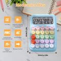 Colorful Desktop Calculator, Cute Electronic Calculator 12 Digit Large LCD Display, Typewriter-Inspired Big Round Buttons Mechanical Key Calculator for Office School Student Home (Blue+Purple) - 1 Piece. 